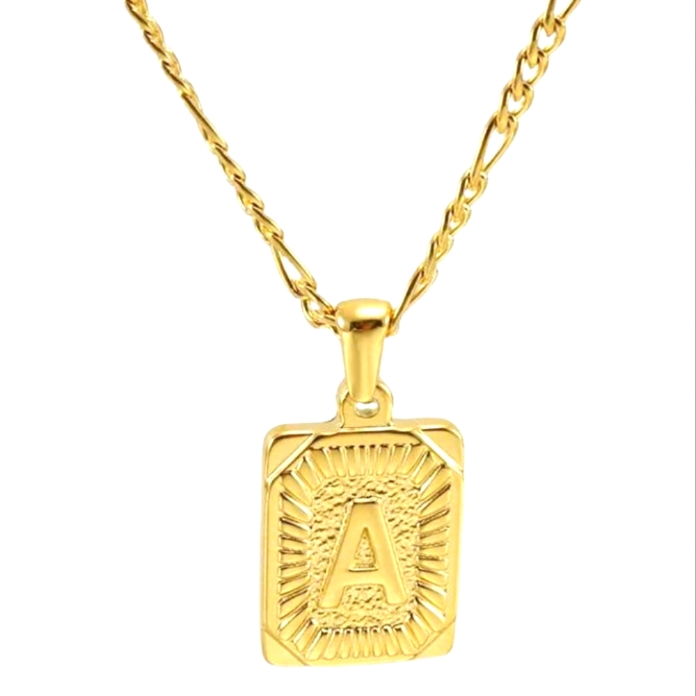 Vintage Initial Letter Charm, A, 18K Gold-Plated Charm Pendant Necklace